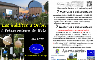 Orion vous accueille tout l’été à l’observatoire du Betz