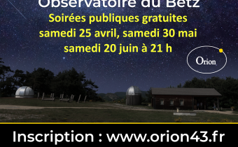 Prochaines soirées d&rsquo;observations gratuites à l&rsquo;observatoire du Betz