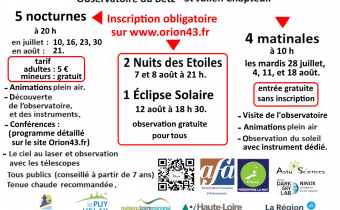 Nos prochaines soirées à l&rsquo;Observatoire